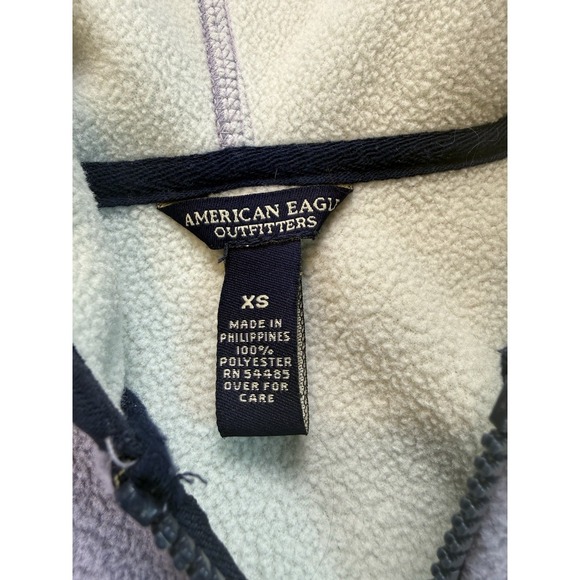 American Eagle Trail Fleece Jacket XS Purple Cream Hooded Full Zip Outdoor - Picture 5 of 7